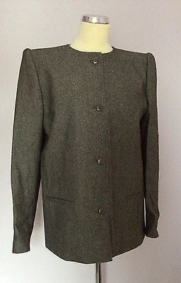 Valentino Grey / Black Blend Weave Collarless Jacket Size 44 UK 14 - Whispers Dress Agency - Sold - 1