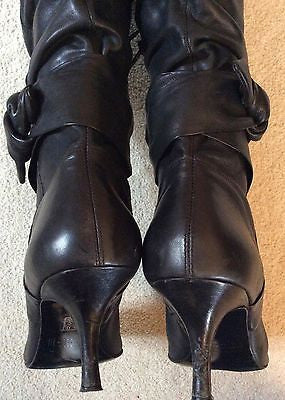 Office Black Leather Calf Length Boots Size 6/39 - Whispers Dress Agency - Womens Boots - 4