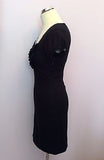 Ted Baker Black Pleated Front Pencil Dress Size 1 UK 10 - Whispers Dress Agency - Womens Dresses - 3
