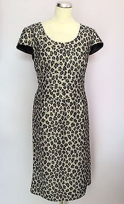 Gina Bacconi Black & Silver / Gold Metalic Leopard Print Pencil Dress Size 16 - Whispers Dress Agency - Womens Special Occasion - 1