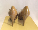 Dolce & Gabbana Camel Patent Leather Peeptoe Heels Size 5.5/38.5 - Whispers Dress Agency - Womens Heels - 4
