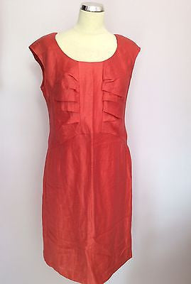 Minuet Coral Linen Blend Pencil Dress Size 14 - Whispers Dress Agency - Sold - 1