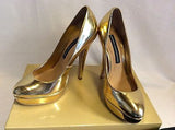 Brand New French Connection Gold Metalic Platform Heels Size 3/36 - Whispers Dress Agency - Sold - 2