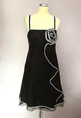 Coast Black & Ivory Trim Strappy / Strapless Silk Occasion Dress Size 12 - Whispers Dress Agency - Womens Special Occasion - 1