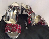 Dolce & Gabbana Red & Silver Sequinned Strappy Heel Sandals Size 6/39 - Whispers Dress Agency - Sold - 2