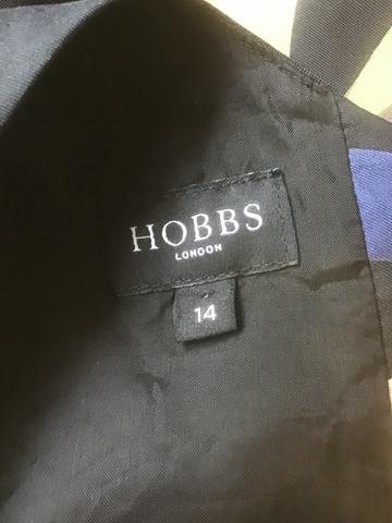 HOBBS BLACK WITH EMBELLISHED SEQUIN PRINT SILK SHIFT DRESS SIZE 14