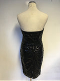 JANE NORMAN BLACK SEQUINNED STRAPLESS DRESS SIZE 12