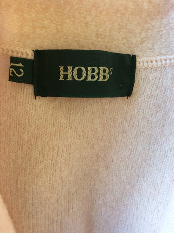 HOBBS PALE PINK MERINO WOOL V NECK CARDIGAN/ JACKET SIZE 12