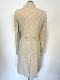 KAREN MILLEN CREAM EMBOSSED PRINT COTTON COAT SIZE 10