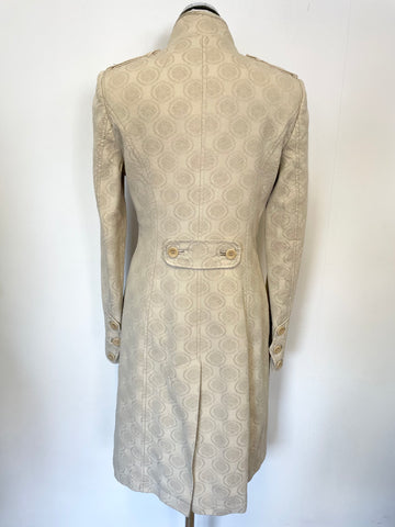 KAREN MILLEN CREAM EMBOSSED PRINT COTTON COAT SIZE 10