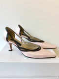 JACQUES VERT PALE PINK & BROWN LEATHER TRIM HEELS SIZE 6/39
