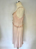 GHOST NUDE PINK EMBROIDERED DRESS SIZE LL UK 12/14