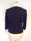 OUI NAVY BLUE TIE SIDE SCOOP NECK WOOL JUMPER SIZE XS