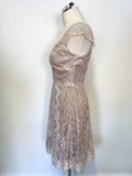 COAST OYSTER BEIGE SATIN & LACE DIAMANTÉ TRIMMED SPECIAL OCCASION DRESS SIZE 10