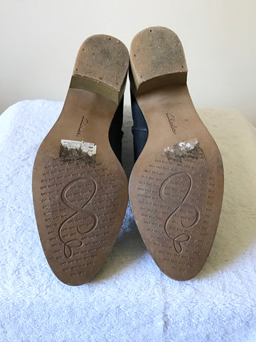 CLARKS NAVY BLUE LEATHER ANKLE BOOTS SIZE 4/37