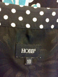 HOBBS BLACK,WHITE & TURQOUISE FLORAL PRINT SILK WRAP DRESS SIZE 10