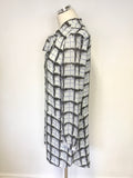 BRAND NEW REISS MIAMI PALE BLUE CHECK PRINT SHIRT DRESS SIZE 12