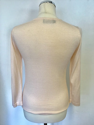 HOBBS PALE PINK SILK & COTTON 3/4 SLEEVE CARDIGAN SIZE 10