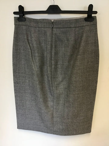 BRAND NEW J CREW GREY DOUBLE SERGE WOOL BOW TRIM PENCIL SKIRT SIZE 10