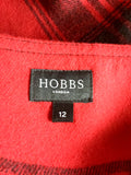 BRAND NEW HOBBS RED & BLACK CHECK WOOL BLEND SKIRT SIZE 12