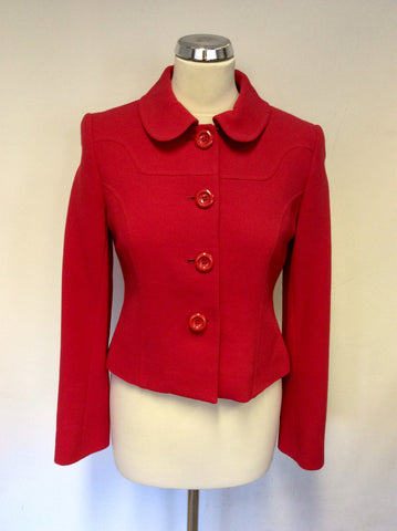 HOBBS RED PURE NEW WOOL JACKET SIZE 10