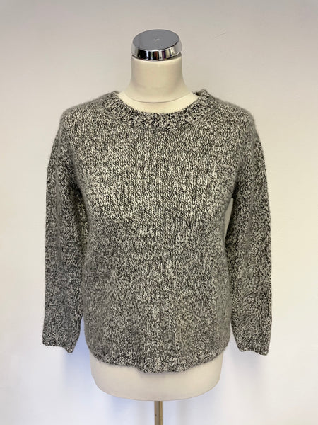 JOHN LEWIS WEEKEND COLLECTION BLACK & WHITE WEAVE 100% DONEGAL CASHMERE JUMPER SIZE 14