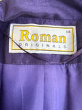 ROMAN ORIGINALS PURPLE & WHITE PRINT DRESS & JACKET SUIT SIZE 14