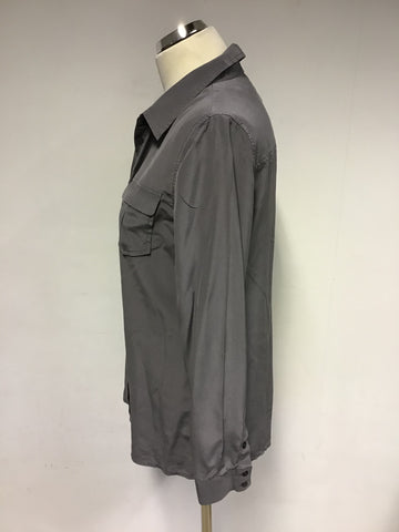 PURE COLLECTION GREY 100% SILK LONG SLEEVE SHIRT SIZE 12