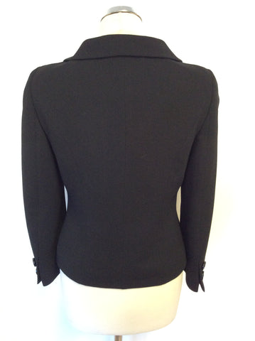 HOBBS BLACK PURE NEW WOOL JACKET & FLUTED SKIRT SUIT SIZE 10