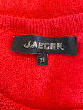 JAEGER RED WOOL & CASHMERE SHORT SLEEVE JUMPER SIZE XS