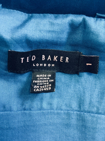 TED BAKER KINGFISHER COTTON STRAPLESS / STRAPPY OCCASION DRESS SIZE 1 UK 8