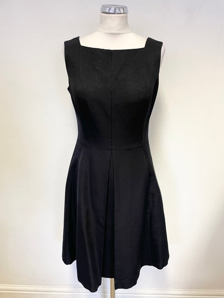 REISS ALESSIA BLACK SQUARE NECK SLEEVELESS A-LINE DRESS  SIZE 12