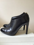 LK BENNETT BLACK LEATHER ZIP HEEL TRIM SHOE BOOTS SIZE 4/37