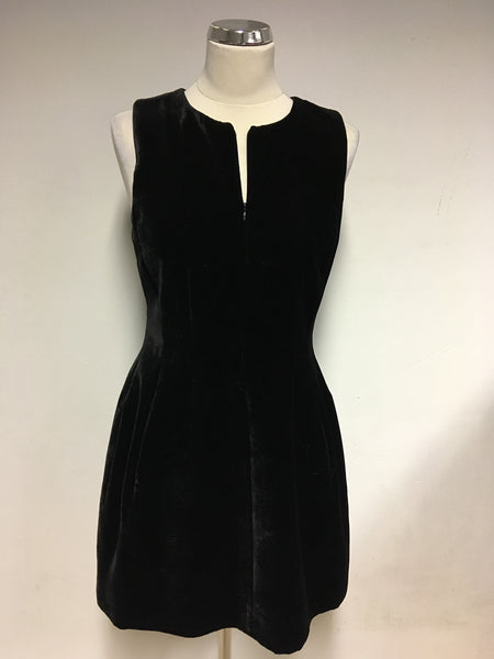 ARMANI EXCHANGE BLACK VELVET ZIP FRONT DRESS SIZE 8 UK 12