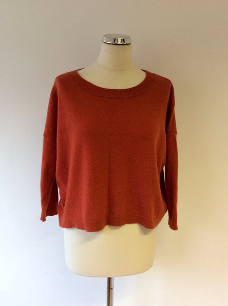 HOBBS BURNT ORANGE WOOL & CASHMERE OVERSIZE JUMPER SIZE S