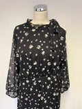 WHISTLES BLACK & WHITE PRINT ONE COLD SHOULDER 3/4 SLEEVE MIDI DRESS SIZE 16