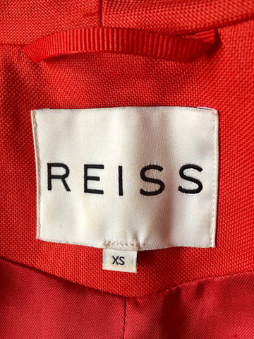 REISS RED HIGH NECK FITTED JACKET SIZE XS