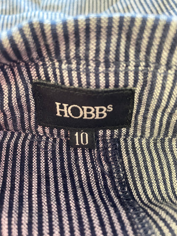 HOBBS NAVY BLUE PINSTRIPE 3/4 SLEEVE LIGHTWEIGHT LINEN JACKET SIZE 10