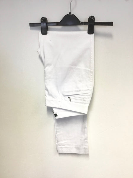 RALPH LAUREN WHITE COTTON SLIM LEG TROUSERS SIZE 4 UK 8