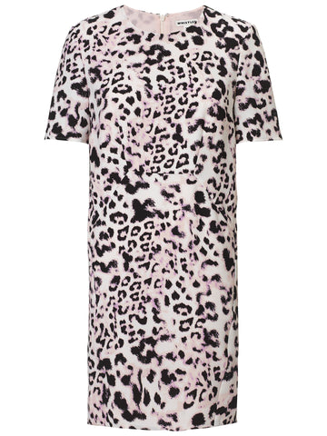 WHISTLES MEGHAN PINK & BLACK LEOPARD PRINT SHORT SLEEVE SHIFT DRESS SIZE 14