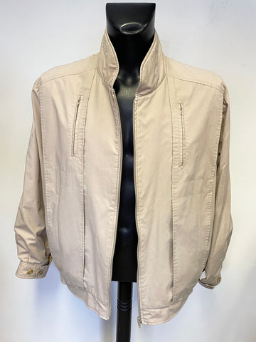 VINTAGE BURBERRY BEIGE LINED COTTON ZIPPED UP CASUAL JACKET SIZE M