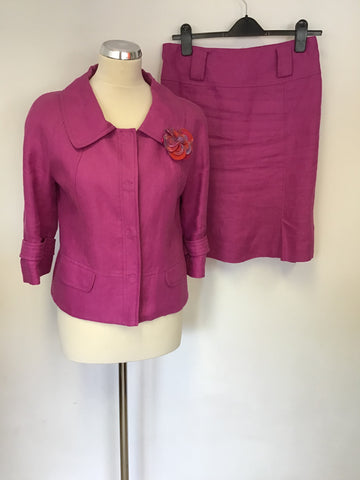 HOBBS PINK LINEN JACKET & SKIRT SUIT SIZE 10
