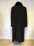 WINDSMOOR BLACK DETACHABLE FAUX FUR COLLAR FULL LENGTH COAT SIZE 24