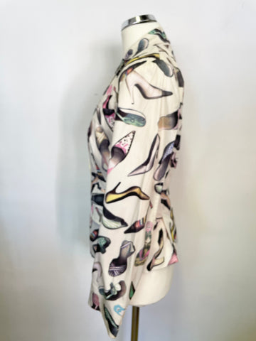 PAUL SMITH BLACK LABEL IVORY SHOE PRINT COTTON JACKET SIZE 40 UK 8