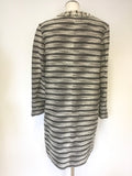 MARKS & SPENCER NAVY BLUE,BLACK & CREAM MARL STRIPED COAT SIZE 14