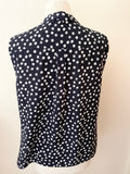 HOBBS NAVY & WHITE DICE PRINT SLEEVELESS TOP SIZE 12