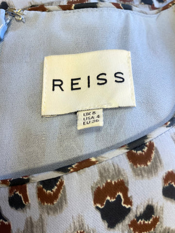 REISS JULES CORNFLOWER BLUE SHORT SLEEVE SILK FIT & FLARE DRESS SIZE 8