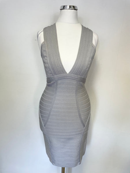 THE MARBELLA DRESS COMPANY LIGHT GREY FIGURE HUGGING BODYCON DRESS SIZE M