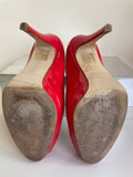 KAREN MILLEN RED PATENT LEATHER PEEPTOE HEELS SIZE 6.5/39.5