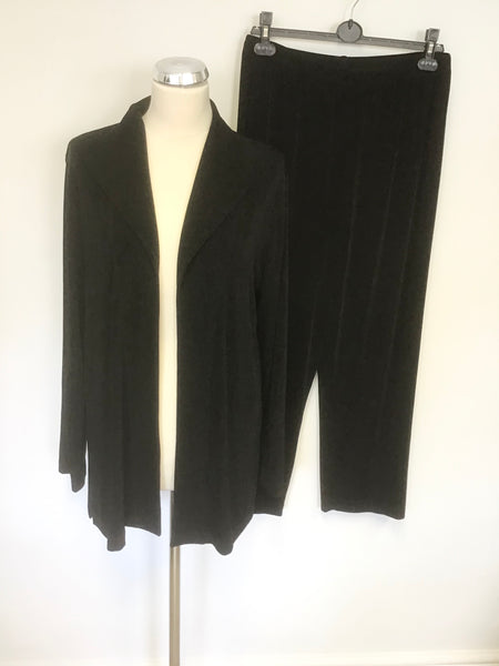 CHICO’S TRAVELERS BLACK STRETCH JACKET & TROUSER LEISURE SUIT SIZE 2 / M